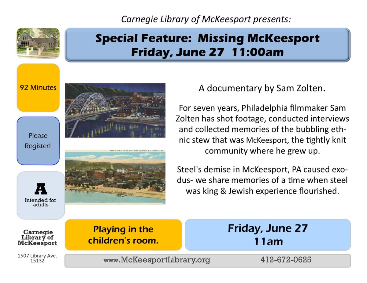 Documentary:  Missing McKeesport